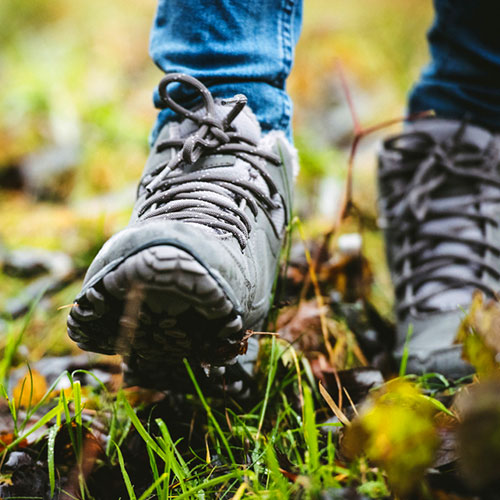 Practical hiking boots.